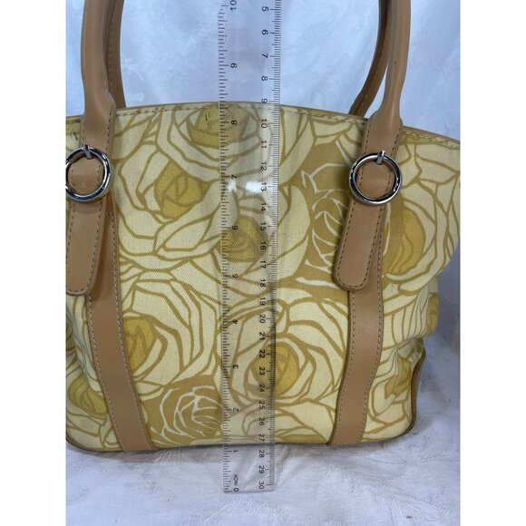 Fossil Vintage Yellow Textile Rose Purse with Fossil Key - Picture 6 of 8